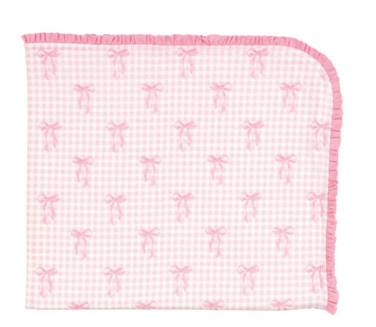 Mud Pie Gingham Bow Arrival Blanket