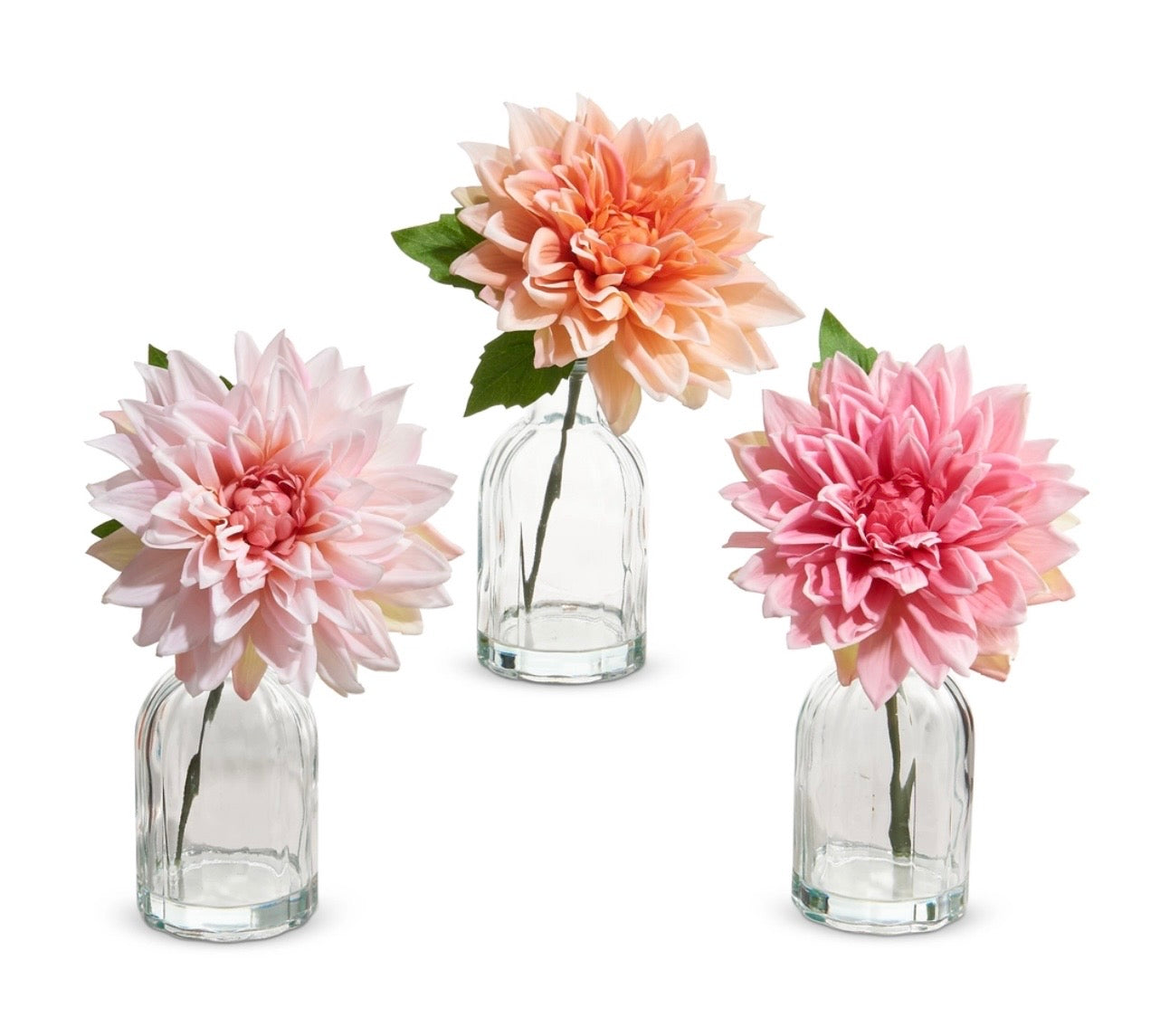 Raz Real Touch Dahlia Stem in Glass Vase