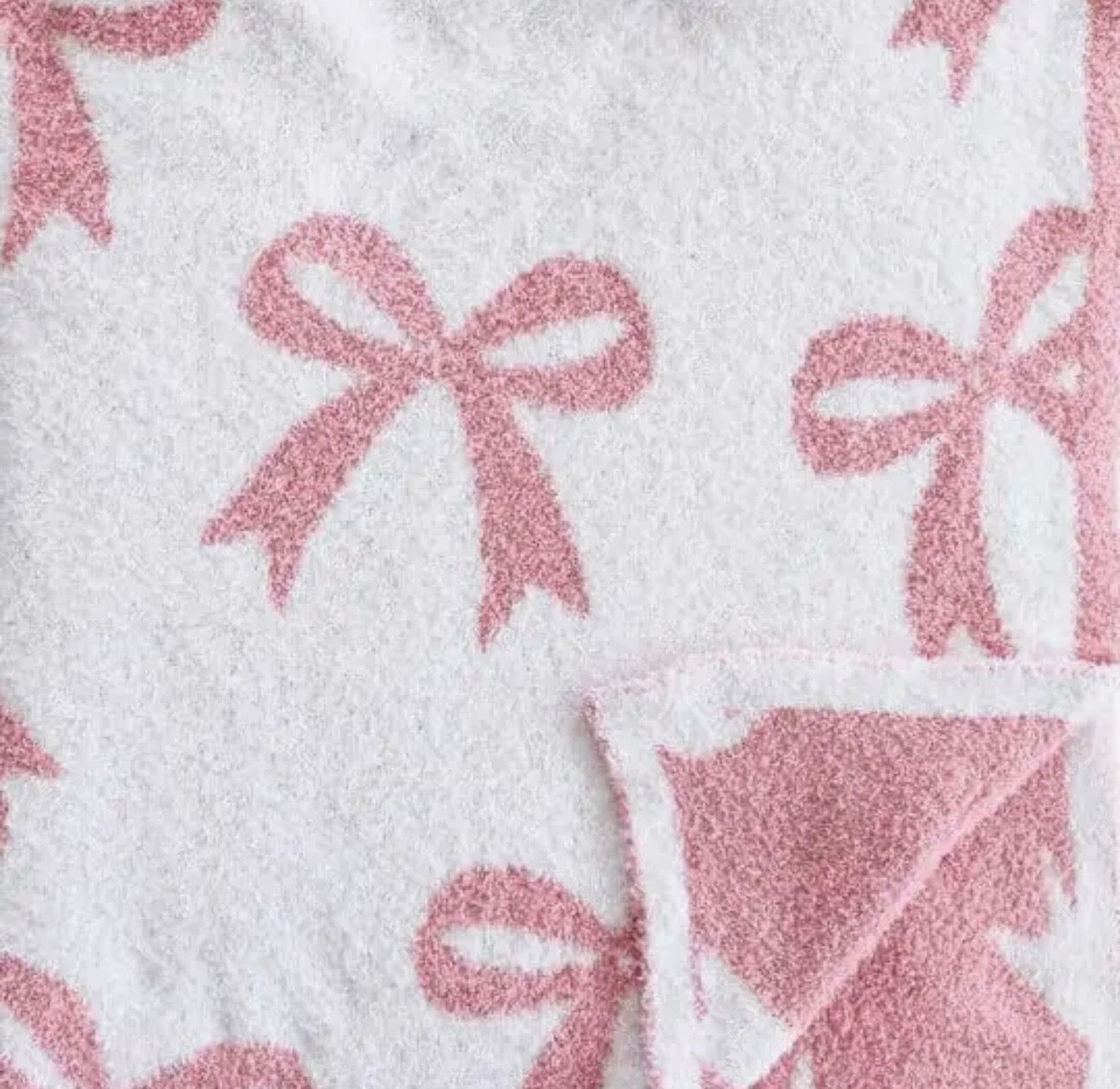 Caden Lane Luxe Baby Blanket 40x30 - Light Pink Bows