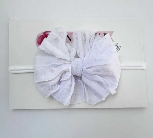 Rockin Royalty Skinny Mini Ruffled Headband White