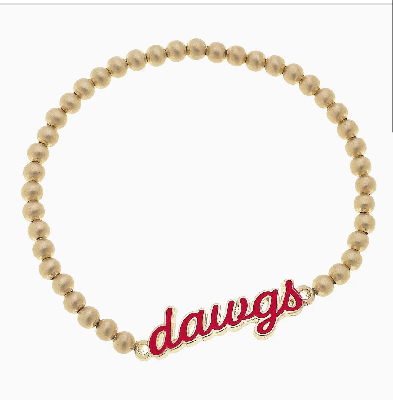 Bulldogs Enamel Script Stretch Bracelet in Red