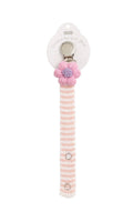 Mud Pie Pink Flower Crochet Paci Clip