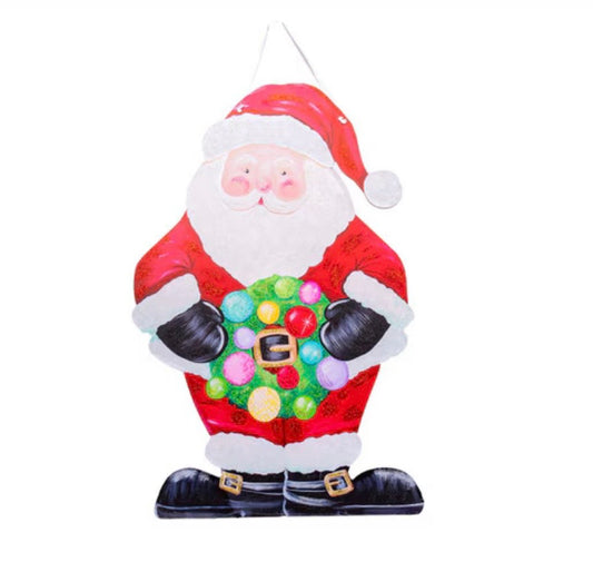 Round Top Merry & Bright Santa PVC Door Hanger