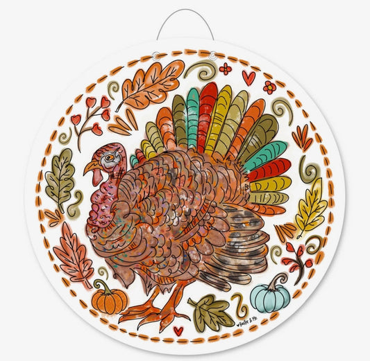 Baxter & Me Colorful Feather Turkey “Mr. Feathersworth” Door Hanger