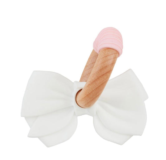 Mud Pie White Bow Silicone Ring Teether