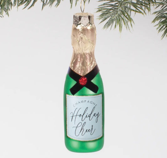 8 Oak Lane Holiday Cheer Champagne Bottle Glass Ornament