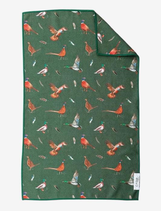 Crae Home Pheasant: Double Sided Hand Towel - Blue 17x27in