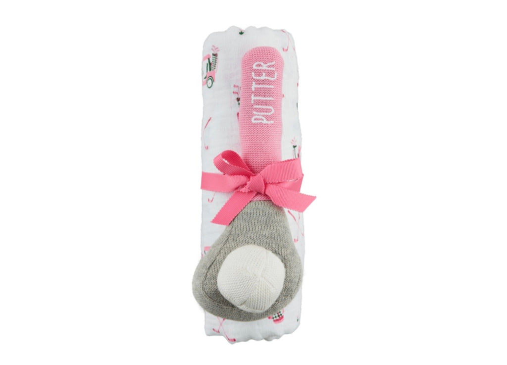 Mud Pie Girl Golf Swaddle and Rattle