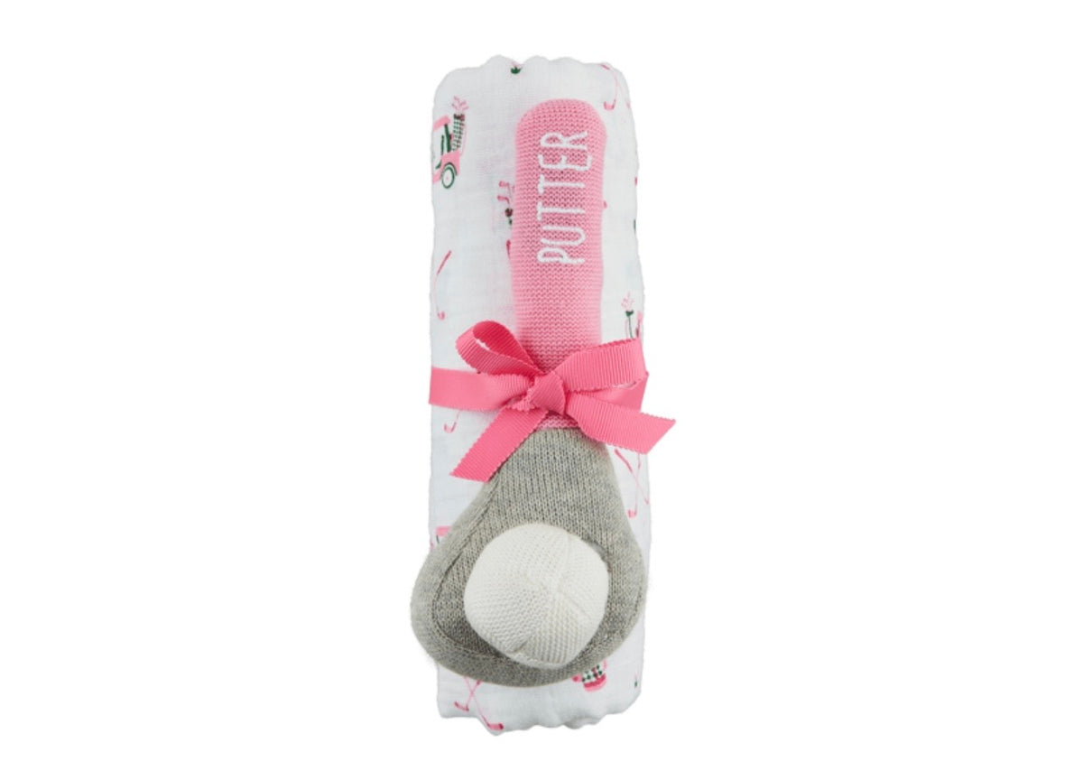 Mud Pie Girl Golf Swaddle and Rattle
