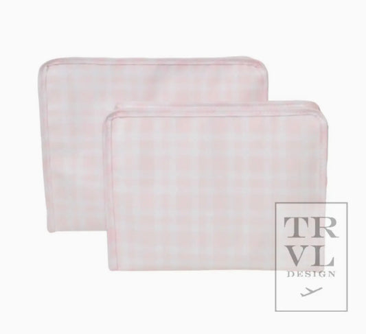 TRVL Design Roadie Medium - Pimlico Plaid Pink Zip Pouch