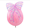 Round Top Pink Eggs with Plaid Bows
