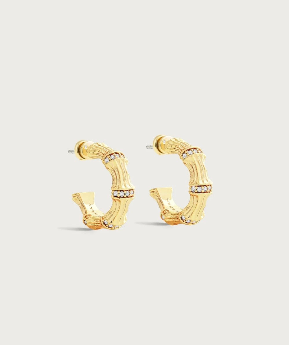 Anabel Aram - Bamboo Huggie Hoop Earrings