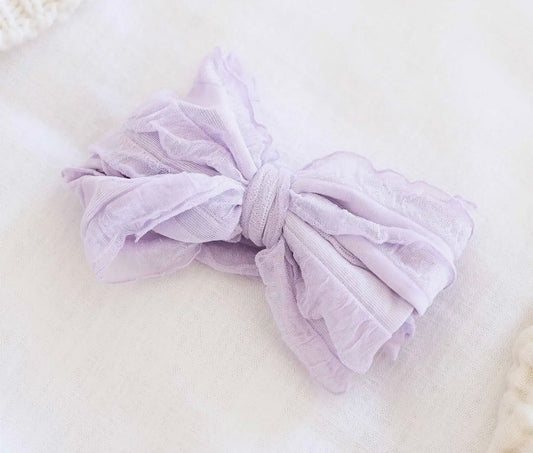 Caden Lane Large Ruffle Knit Bow - Wisteria