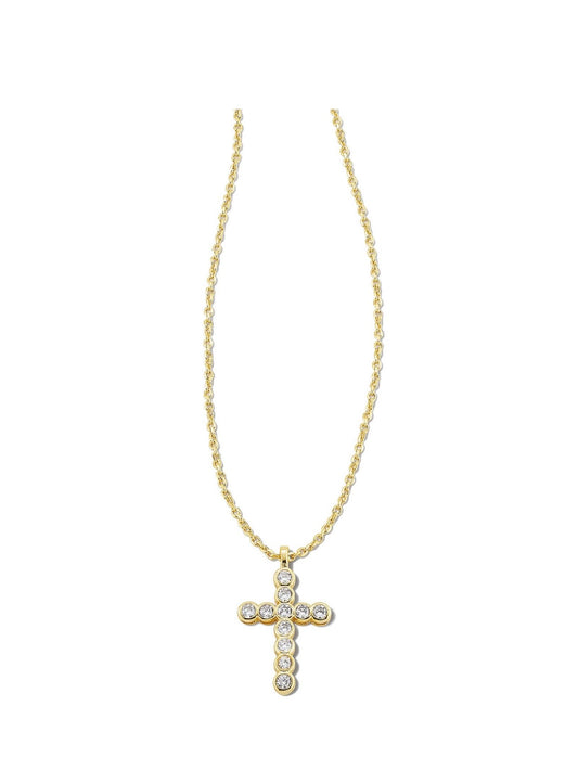 Kendra Scott Cross Crystal Pendant Necklace: Gold