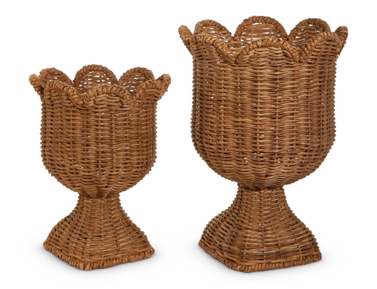 RAZ 17.75” Woven Scalloped Urns (set)