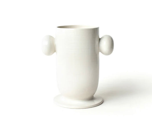 Cotton Colors Signature White Large Cylinder Vase with Knob Handles