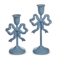 Raz Blue Bow Candle Sticks (Set of 2)