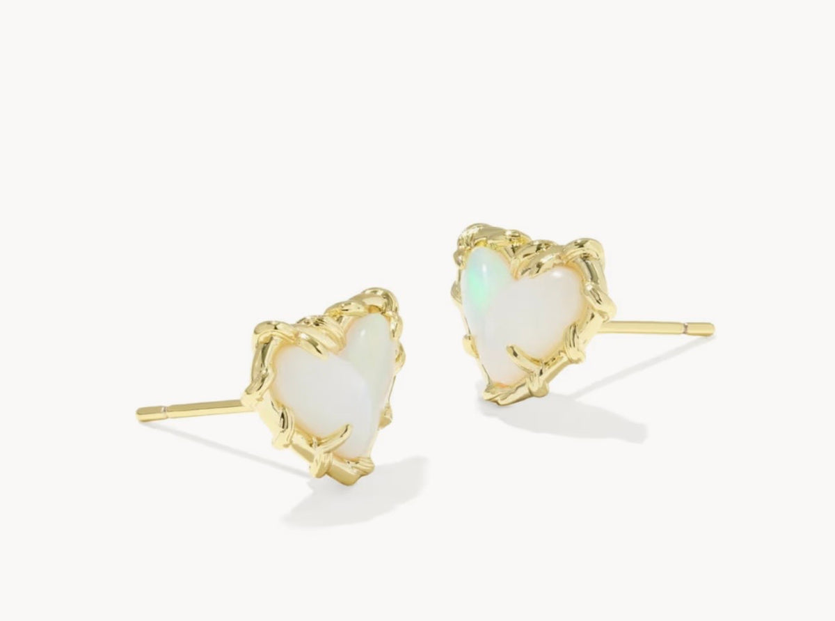 Kendra Scott Dolly Parton Ari Heart Stud Earrings Gold White Mix