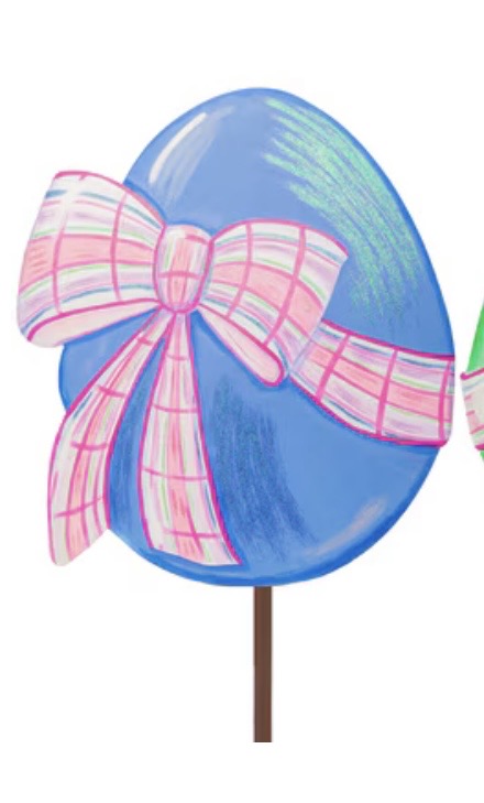 Round Top Periwinkle Eggs with Plaid Bows