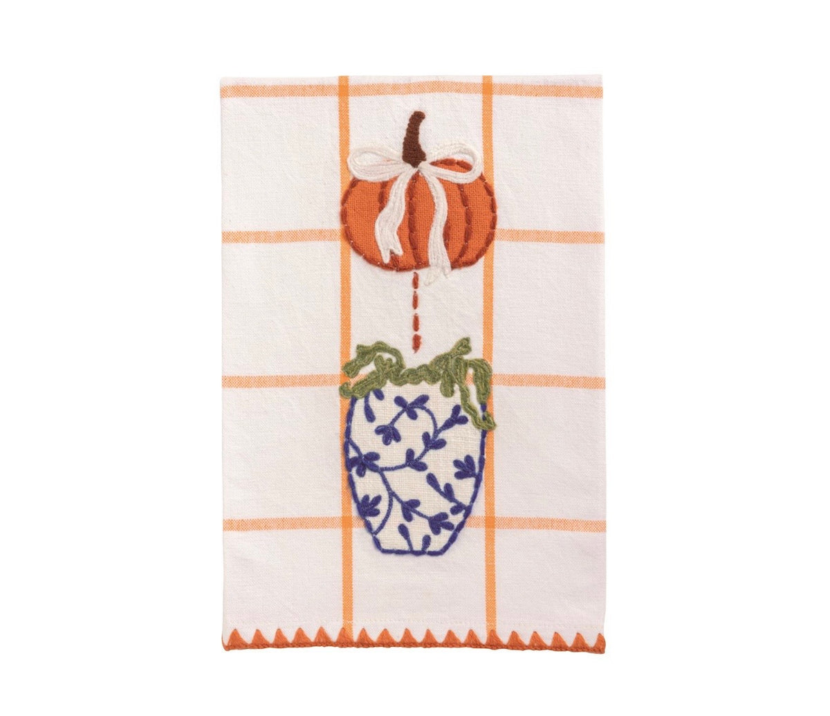 Mud Pie Orange Appliqué Topiary Towel