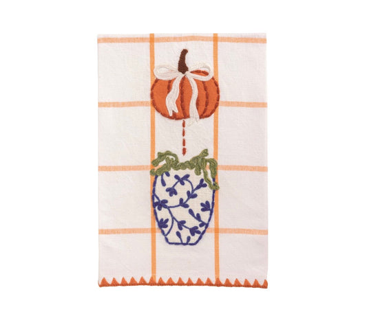 Mud Pie Orange Appliqué Topiary Towel