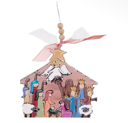 Glory Haus Unto Us A Child is Born Nativity Wood Ornament