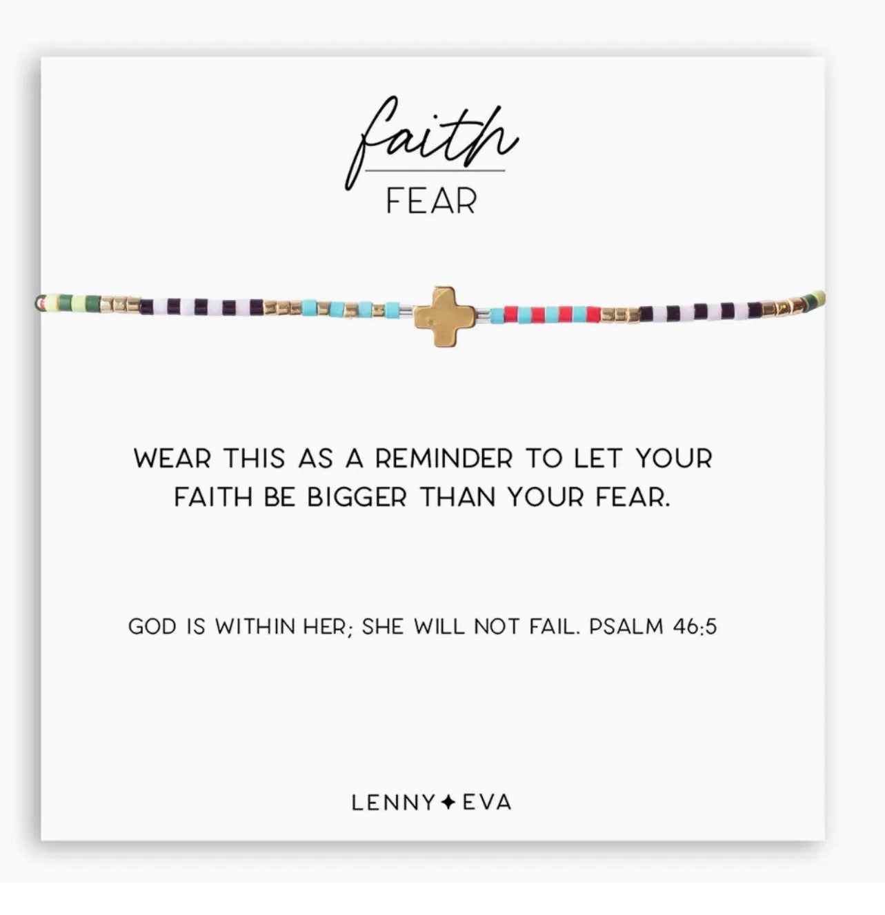 Lenny & Eva Faith Over Fear Beaded Cord Bracelet with Cross