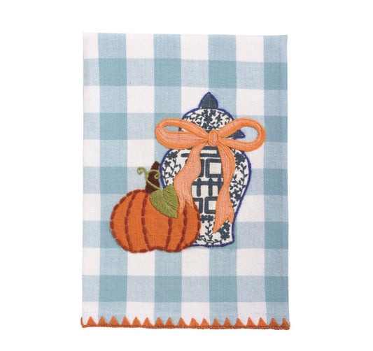 Mud Pie Gingham Appliqué Topiary Towel