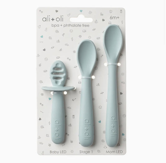 Ali+Oli (3 pc) Multi Stage Spoon for Baby - Blue