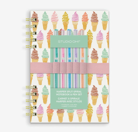 Cool & Creamy Harper Split Spiral Notebook & Pen Set