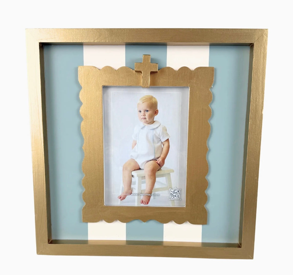 Gold Cross Striped Frame