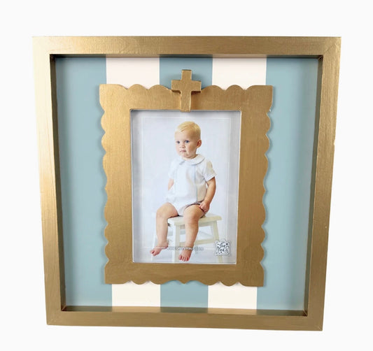 Gold Cross Striped Frame