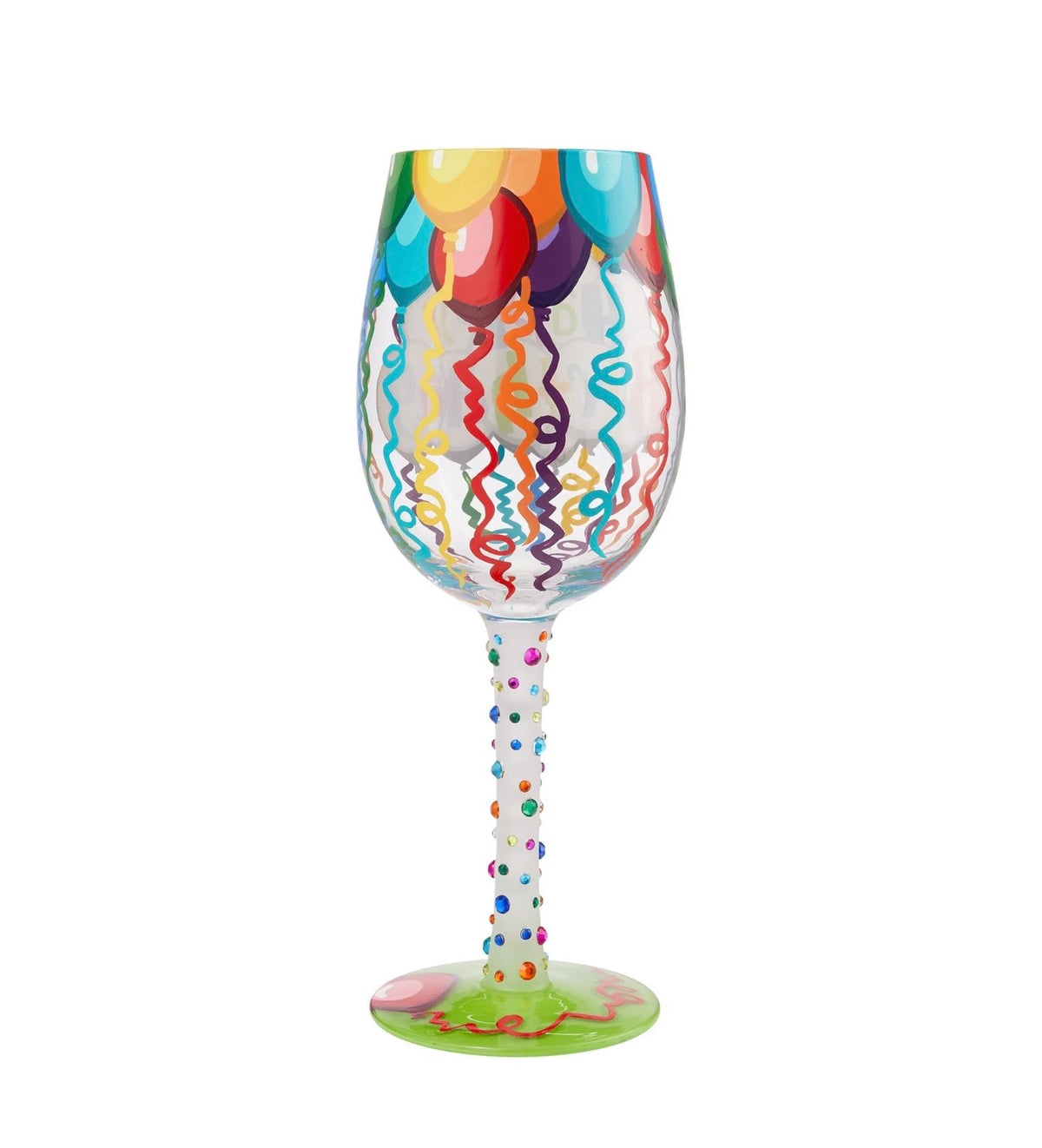 Lolita Birthday Streamers Hand Painted Wine Glass