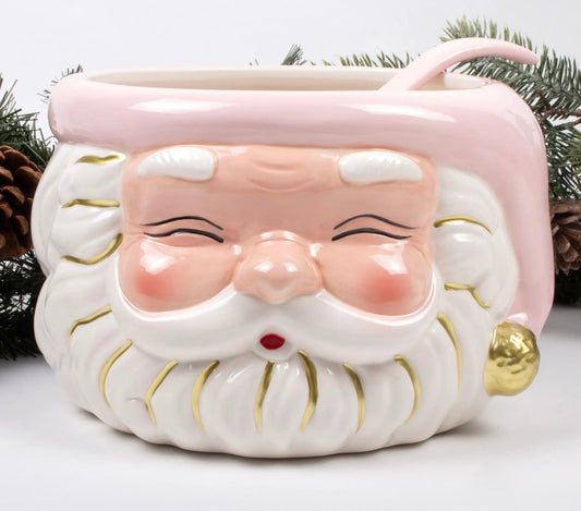 8 Oak Lane Pink Santa Punch Bowl & Ladle