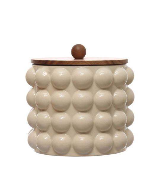 Stoneware Canister w Wood Lid - Large