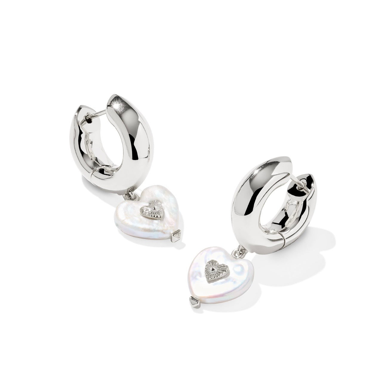 Kendra Scott Sasha Heart Huggie Earrings: Silver