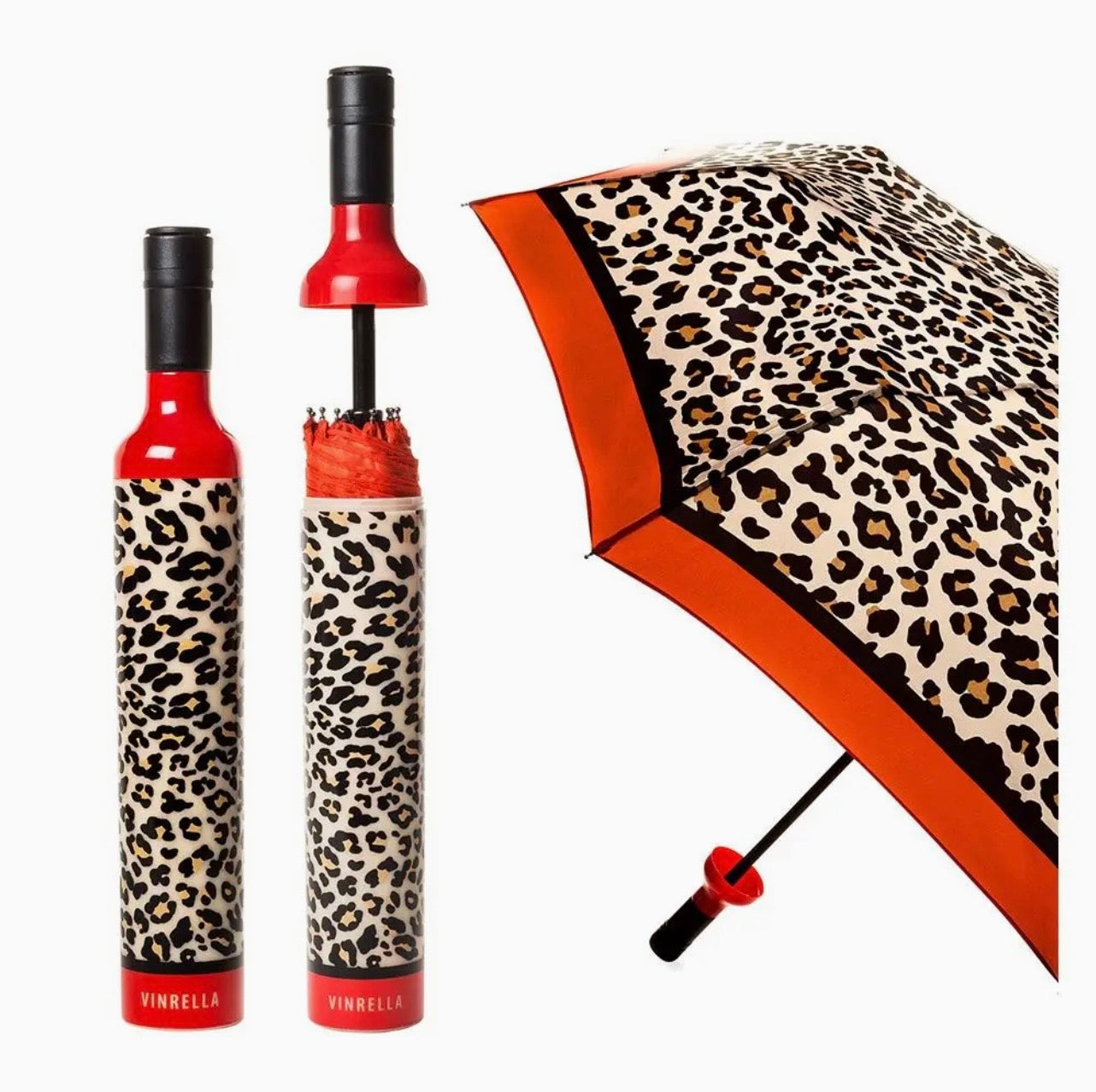 Vinrella Leopard Print Bottle Umbrella