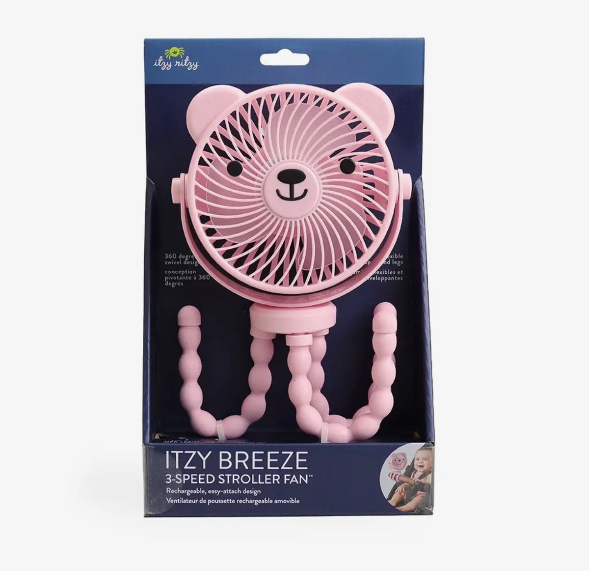 Itzy Ritzy Stroller Fan Bear - Pink