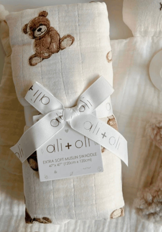 Ali+Oli Bamboo Muslin Swaddle Baby Blanket