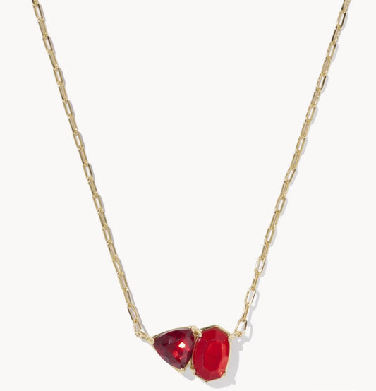 Kendra Scott Tatum Short Pendant Necklace Gold Red Mix