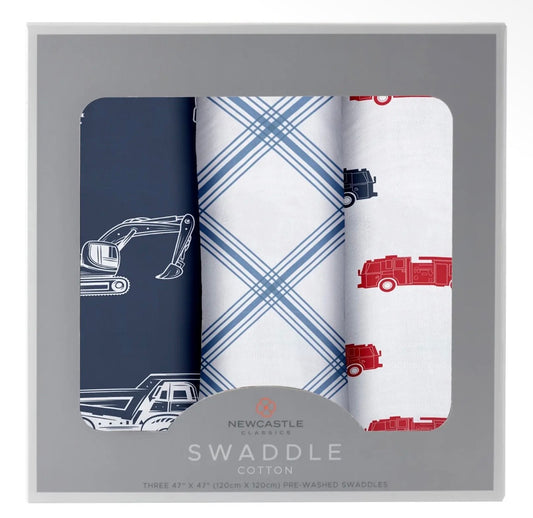 New Castle Classics Things that go Swaddle 3 Pack