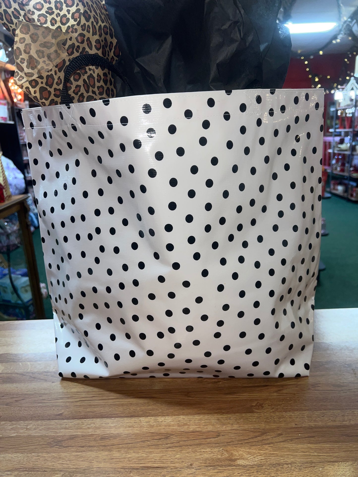 Black & White Polka Dot Oilcloth Bag