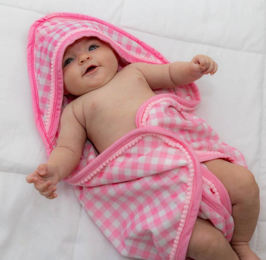 Sugar Bee Hooded Towel - Pink Gingham
