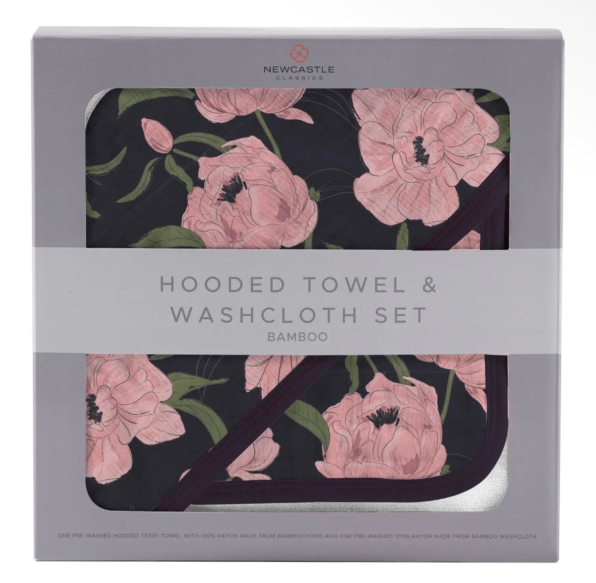 New Castle Classics Peonies Hooded Towel and Washcloth Set