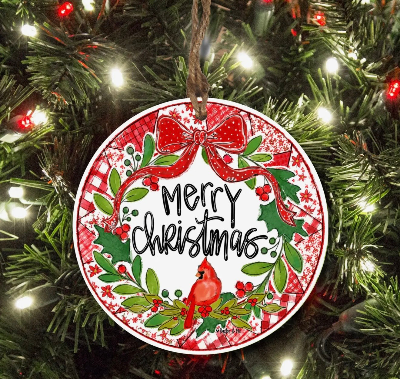 Baxter & Me Quilted Christmas Cardinal Ornament