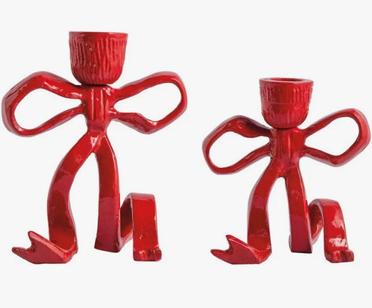 Mud Pie Set of Red Bow Taperholder