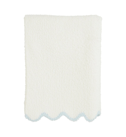 Mud Pie Blue Scallop Chenille Blanket