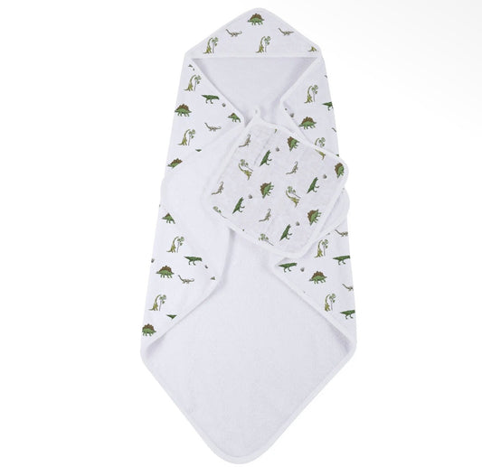 New Castle Classics Dino Days Cotton Hooded Towel and Washcloth Set