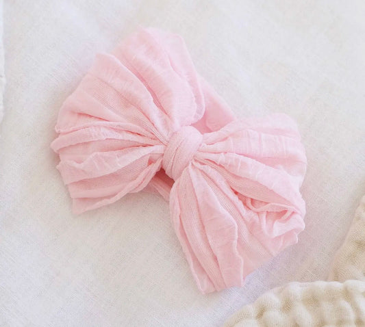 Caden Lane Large Ruffle Knit Bow - Pink