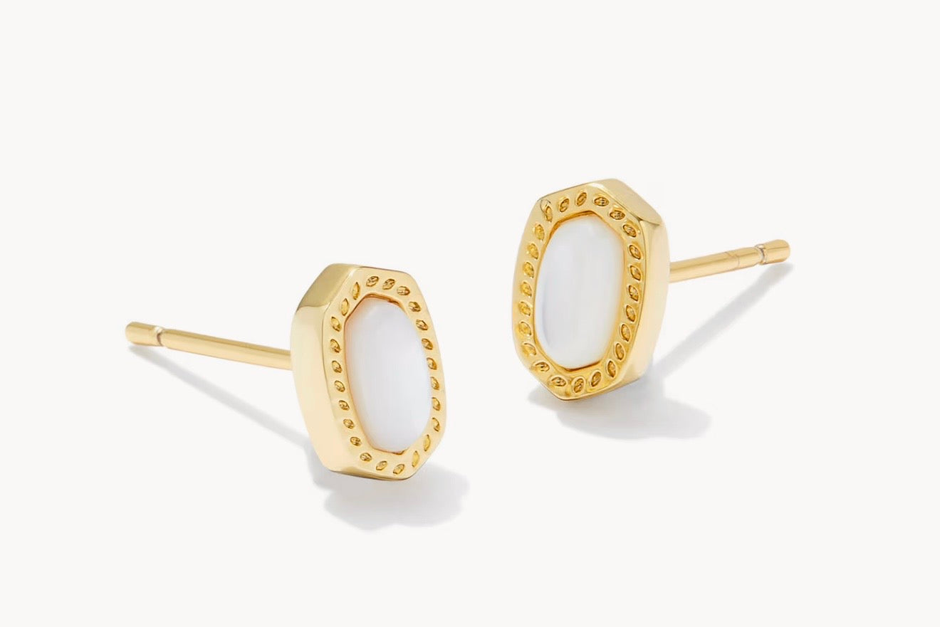 Kendra Scott Mini Ellie Stud Earrings Gold Ivory Mother of Pearl